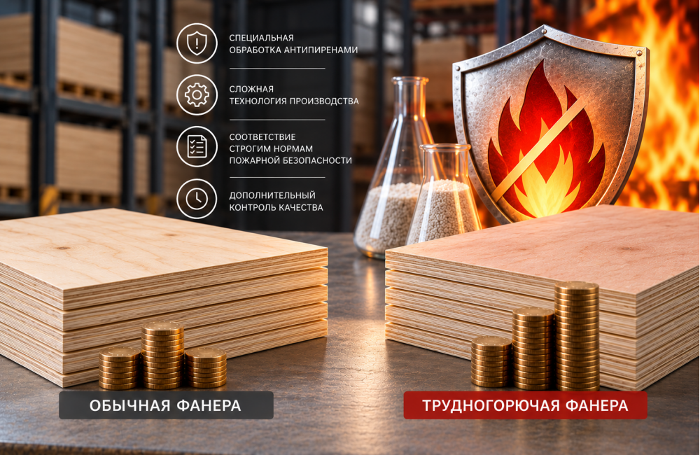 Почему трудногорючая фанера дороже обычной: разбираем структуру цены. 