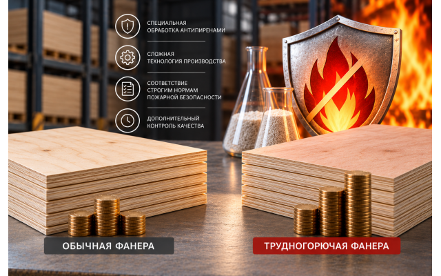 Почему трудногорючая фанера дороже обычной