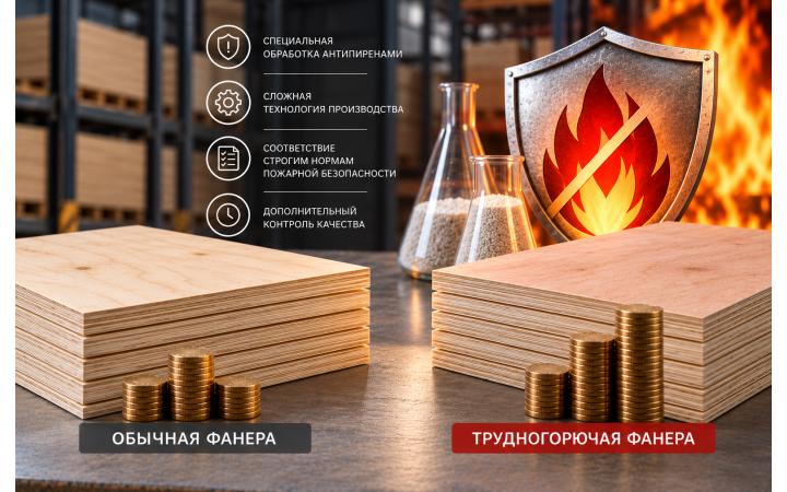 Почему трудногорючая фанера дороже обычной