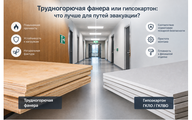 Трудногорючая фанера или гипсокартон