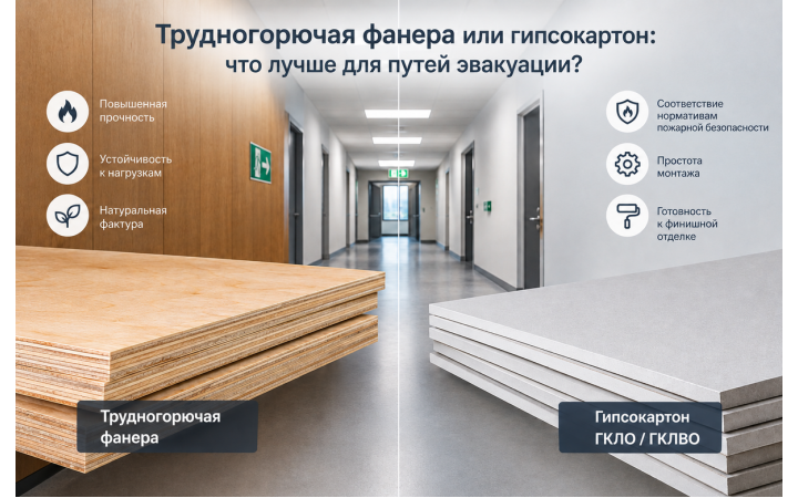 Трудногорючая фанера или гипсокартон